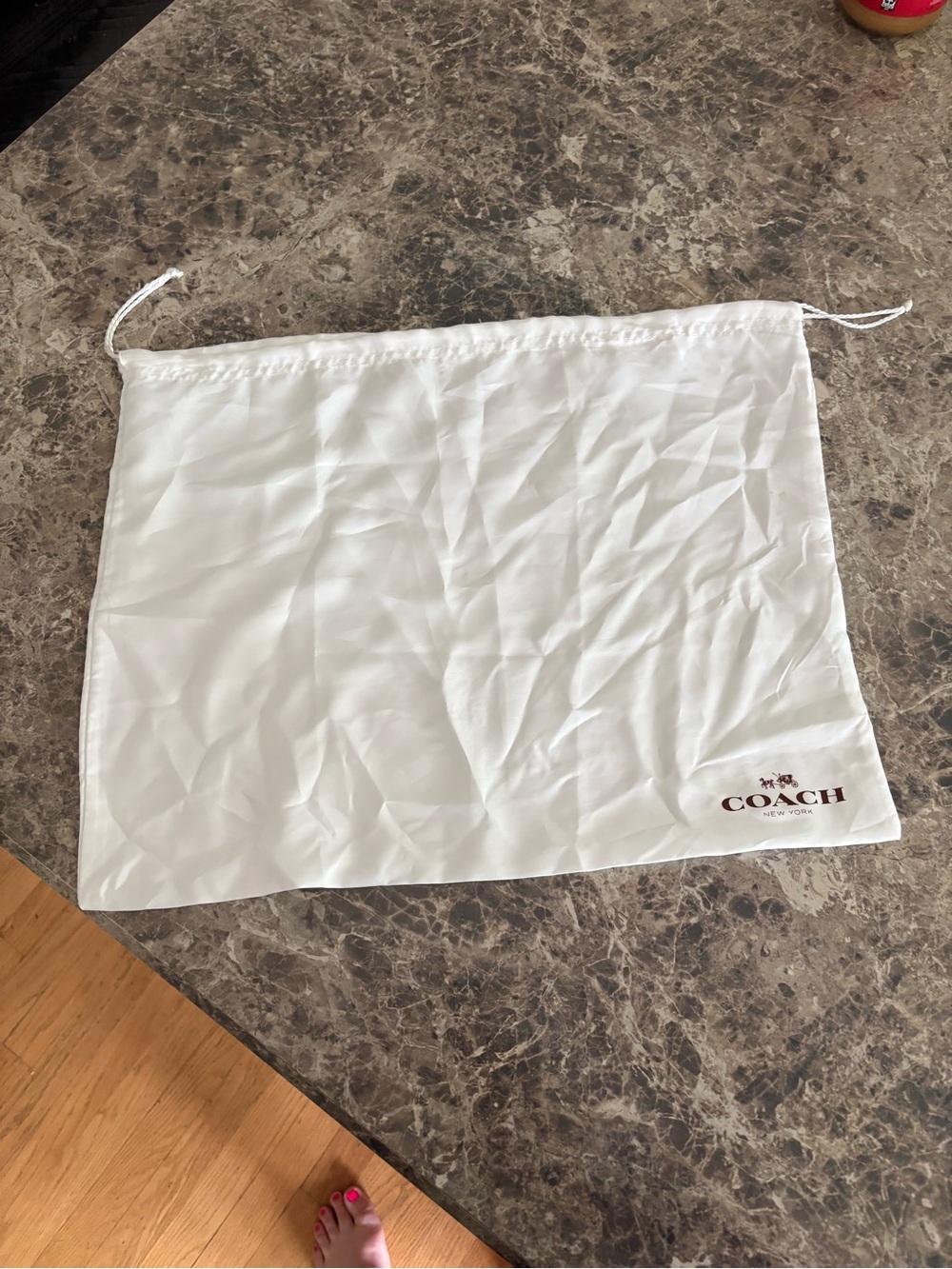 Coach White Dust Bag with Brown Logo and Drawstring - Picture 2 of 2